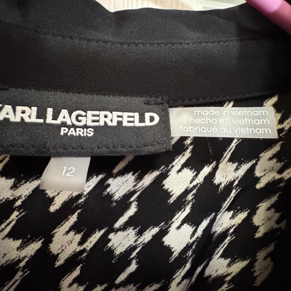 Brand New- Karl Lagerfeld Monochrome Houndstooth Shirt - Picture 6 of 9